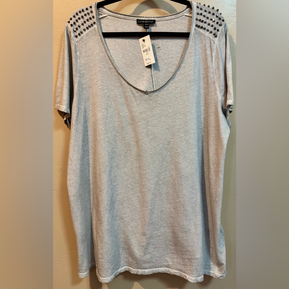 Lane Bryant Gray Relaxed Short Sleeve Rocker T-Shirt